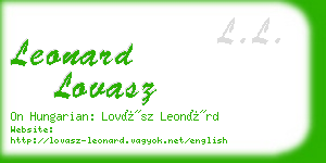 leonard lovasz business card